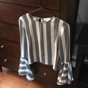 Black and White striped bell sleeve top